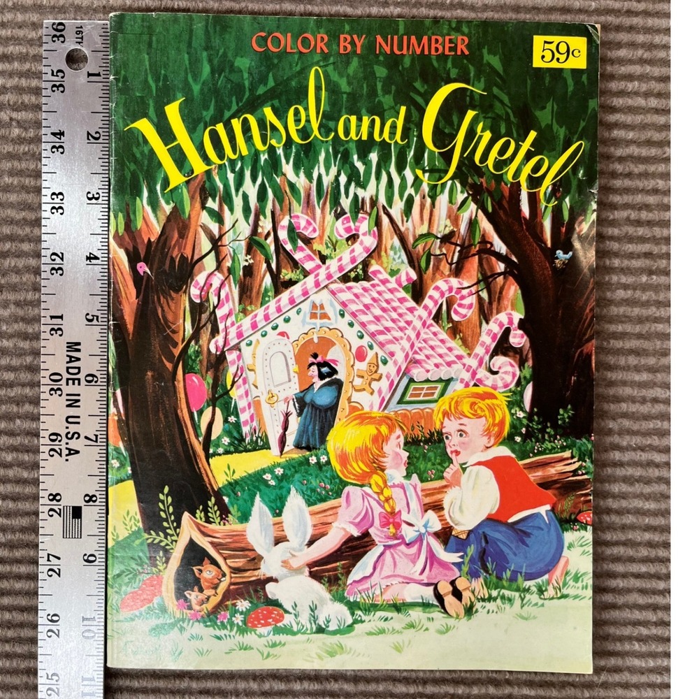 Vintage Hansel and Gretel Color By Number Book Fairy Tale Activity‎ Made in USA